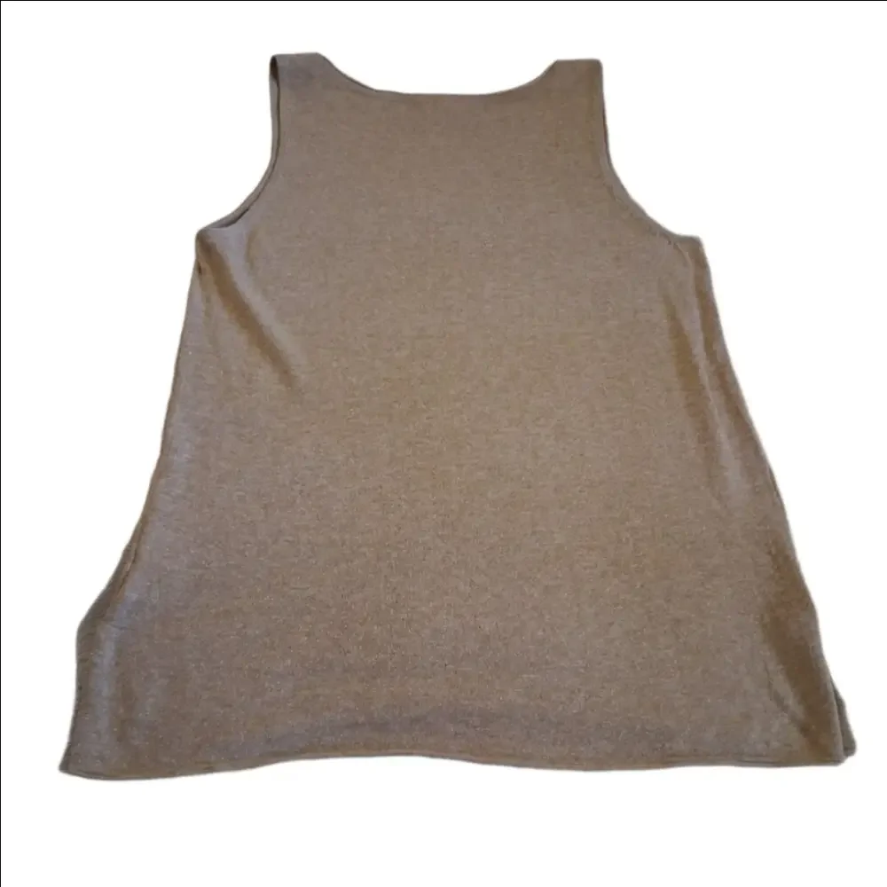 Lilly Pulitzer Women's Large Gold Metallic Linen Blend Lightweight Knit Tank Top - Picture 10 of 13